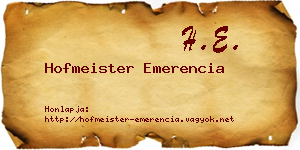 Hofmeister Emerencia névjegykártya